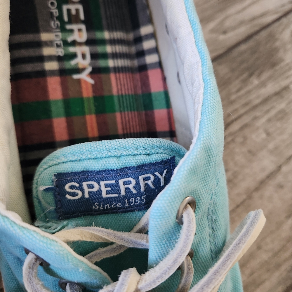 Sperry Mens Striper II CVO Tourquois Canvas Lace Up Trainers Sneakers Shoes 11.5 - Picture 6 of 10